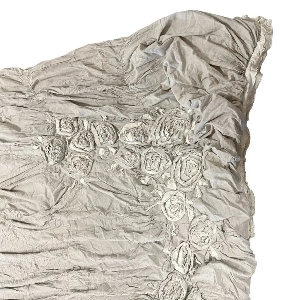 Soft Surroundings Embroidered Reversible Comforter King Size Bedding Cotton Gray